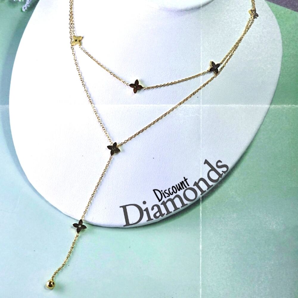 18K Yellow Gold Titanium 2 In 1 Layered Necklace  and a 4 Inch Drop